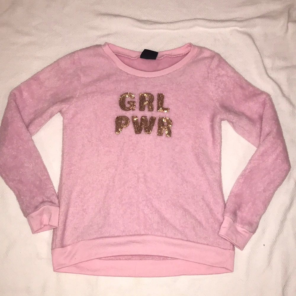 Zelos Super Soft Fleece Pullover w Gold Sequin Graphic Girls 7-16 Size XL